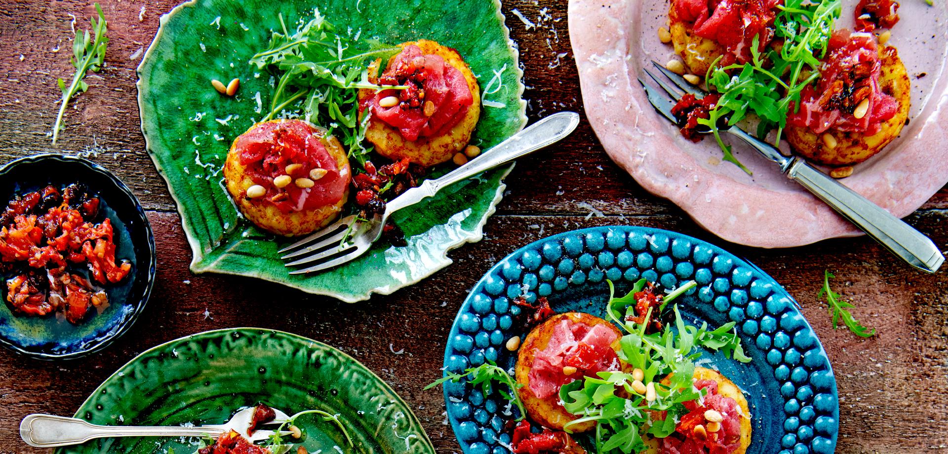 Rösti rondjes met carpaccio | Aviko Foodservice