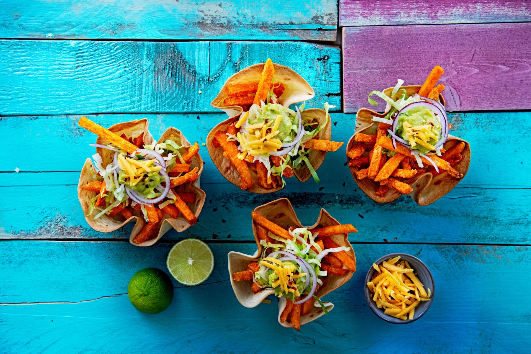 Recept sweet potato fries in tortillabakje