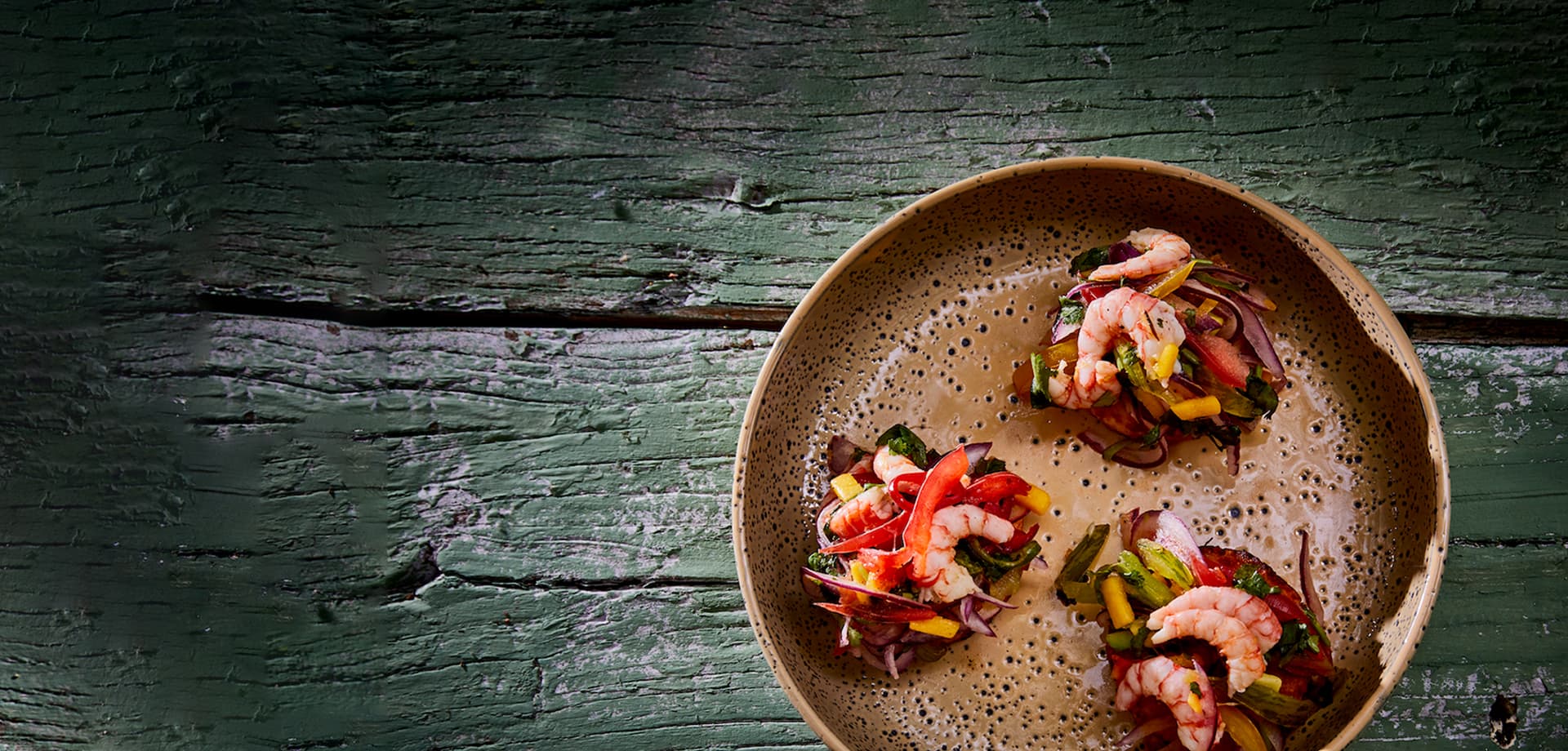 Ceviche van garnalen met rösti rondjes - header