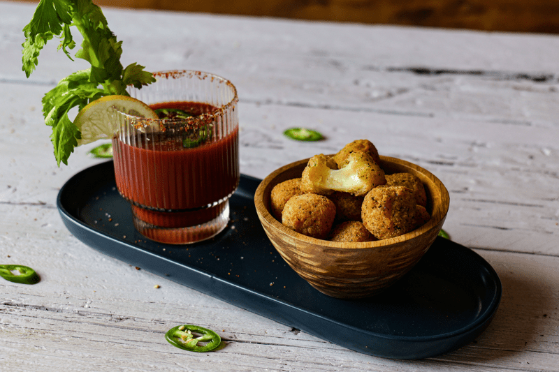 Mozzarella Bites with Bloody Mary Dip