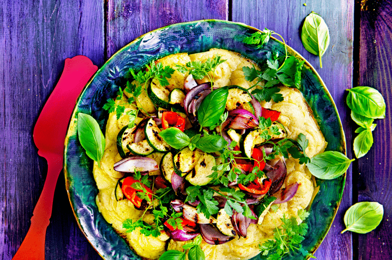 Recept image - Savoury pavlova with grilled vegetables